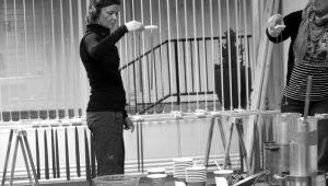 Workshop; shaping of wax candles